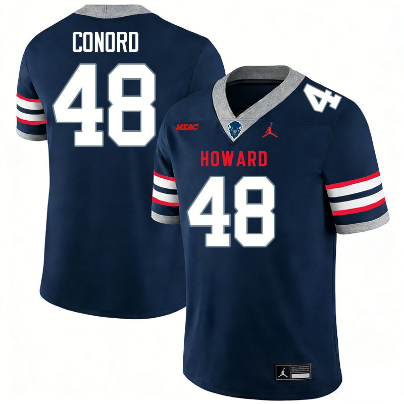 Howard Bison #48 Matt Conord College Football Jerseys,Uniforms Stitched-Navy
